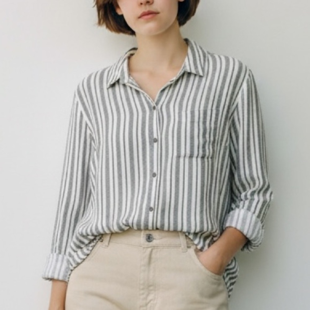 LUCKY BRAND | Women’s Stripe Shirt Tail Button Front and Back Shirt size Small